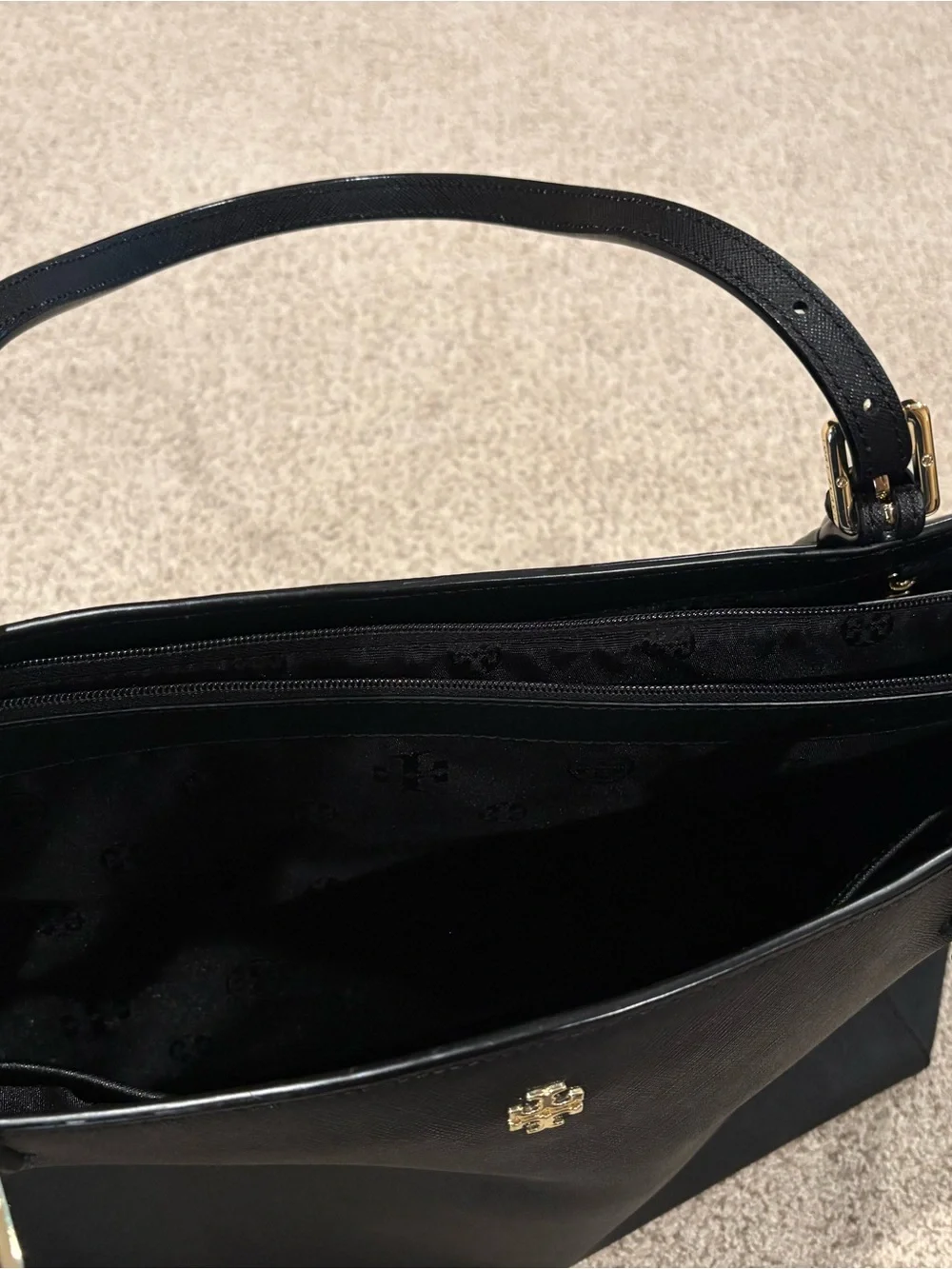 Tory Burch Black Tote with Gold Logo